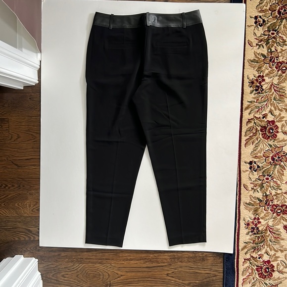 Ann Taylor Black Tuxedo Ankle Pants with Faux Leather Detail size 8 - Picture 2 of 9